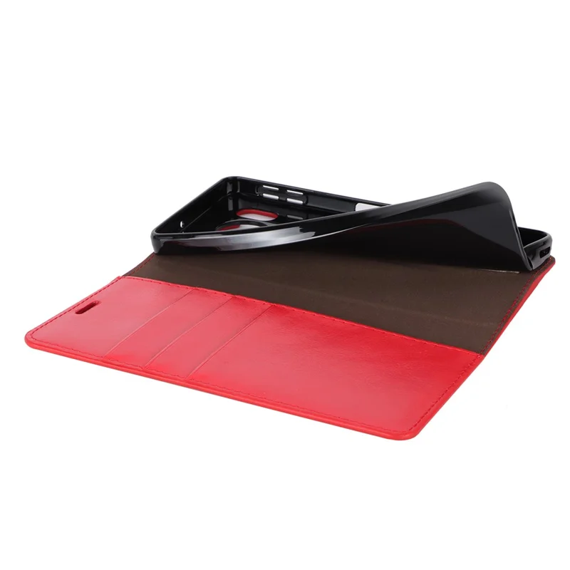 Til Sharp Aquos Sense 8 Split Læder Wallet Crazy Horse Struktur Flip Folio Case Cover - Rød