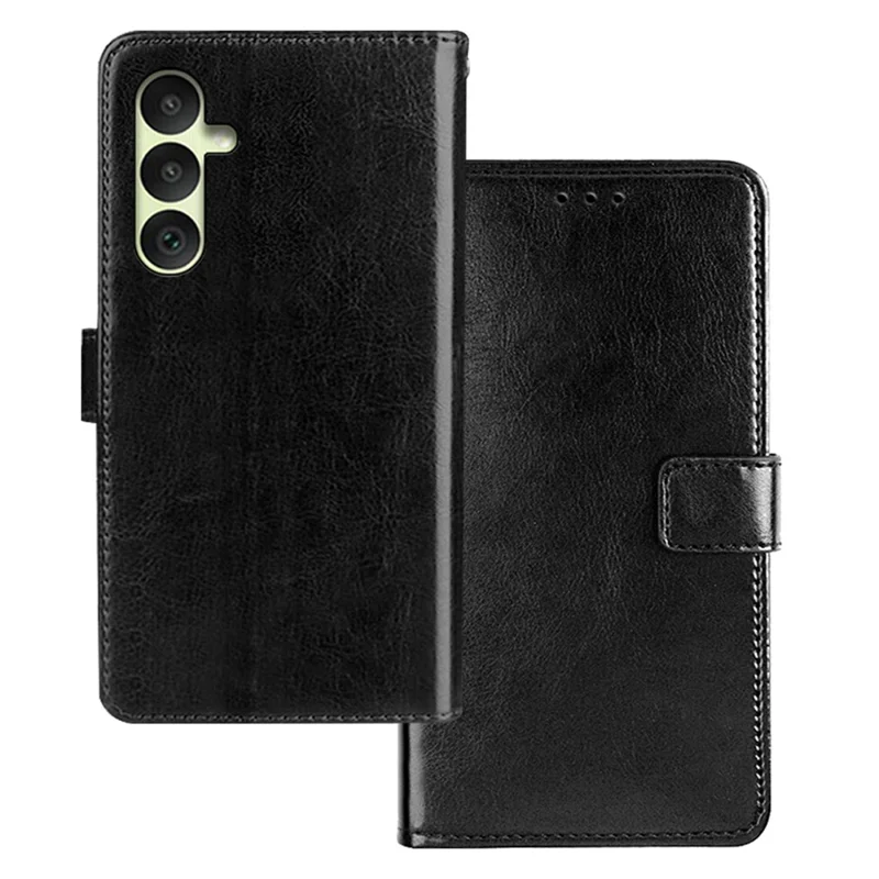 IDEWEI Shockproof Phone Case for Samsung Galaxy A35 5G Case PU Leather Wallet Phone Cover - Black