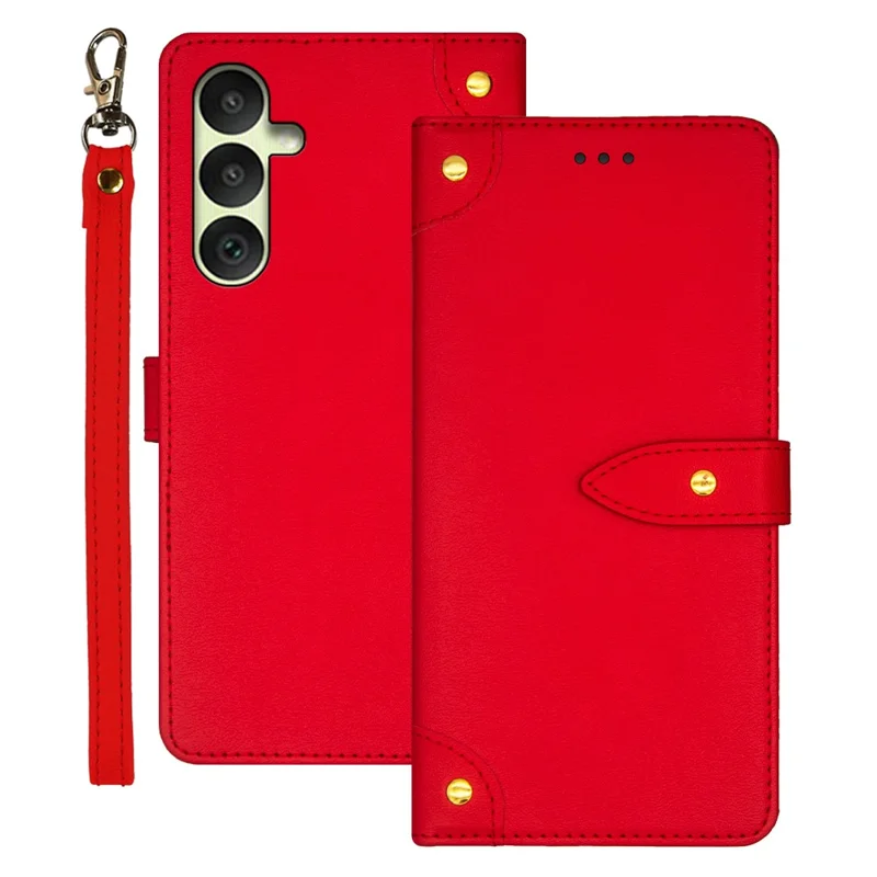 IDEWEI For Samsung Galaxy A35 5G Protective Case Drop-Proof PU Leather Flip Cover with Card Slot - Red