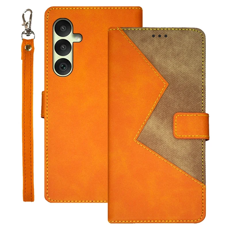 IDEWEI PU Leather Flip Cover for Samsung Galaxy A35 5G Case Splicing Color Card Slots Phone Case - Yellow