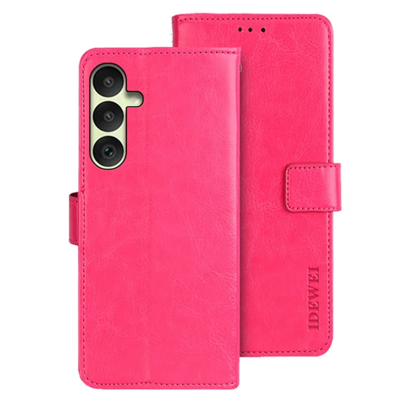 IDEWEI Wallet Phone Case for Samsung Galaxy A35 5G Case Crazy Horse Texture PU Leather Flip Cover - Rose