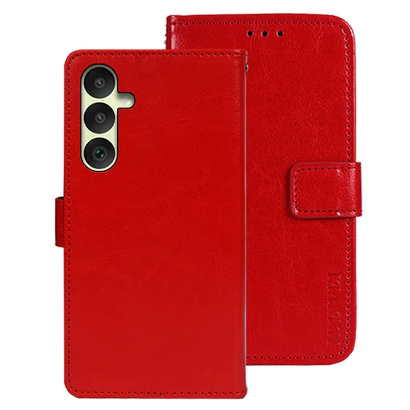 IDEWEI Wallet Phone Case for Samsung Galaxy A35 5G Case Crazy Horse Texture PU Leather Flip Cover - Red