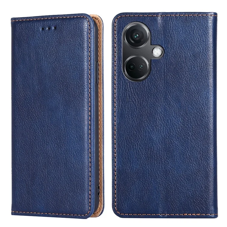 For OnePlus Nord CE3 5G Magnetic Phone Case Leather Solid Color Card Slot Cover - Blue