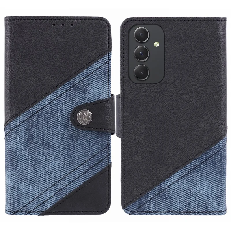 Pour Samsung Galaxy A35 5G Étui de téléphone Étui en cuir PU Couverture de téléphone Style de raccordement Portefeuille - Noir