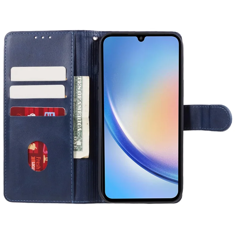 Phone Shell for Samsung Galaxy A35 5G Case Magnetic Clasp PU Leather Wallet Phone Cover - Blue