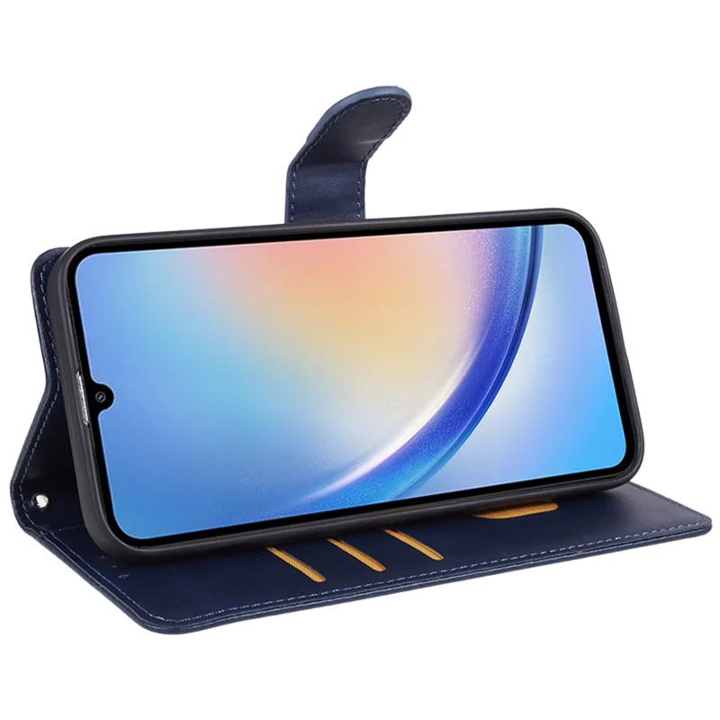 Phone Shell for Samsung Galaxy A35 5G Case Magnetic Clasp PU Leather Wallet Phone Cover - Blue
