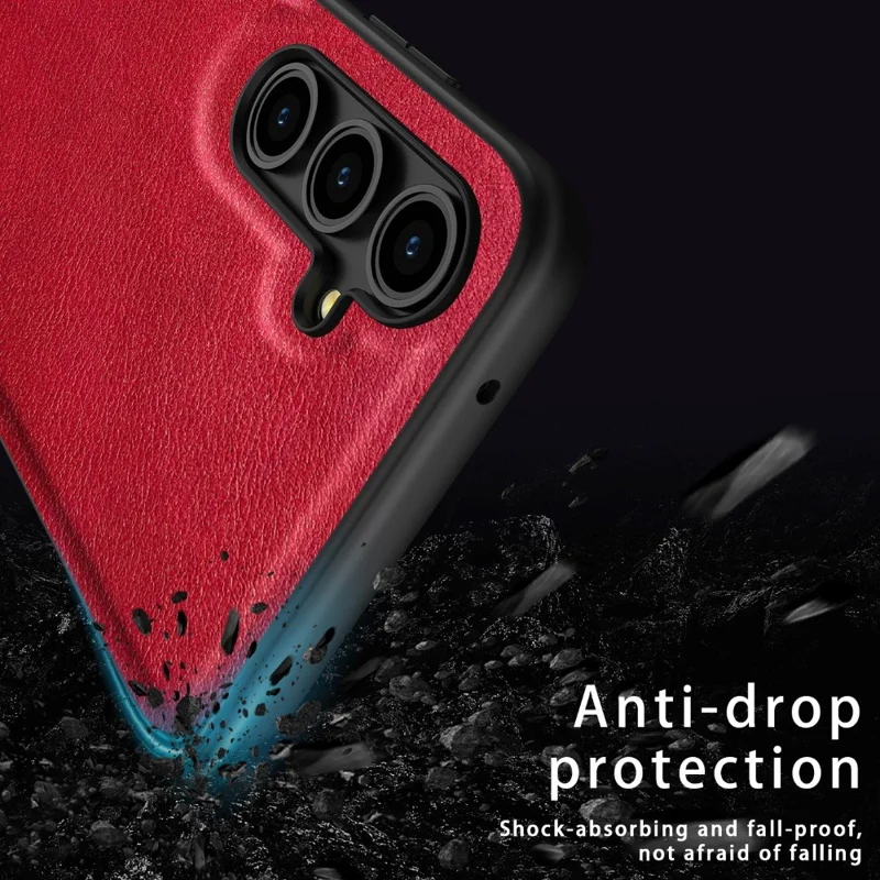 For Samsung Galaxy A35 5G Retro Phone Case PU Leather+TPU+PC Cell Phone Cover - Red