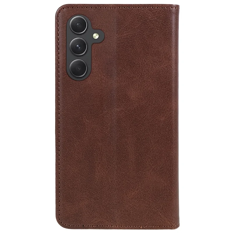For Samsung Galaxy A35 5G Case Calf Texture PU Leather Anti-Scratch Phone Cover - Brown
