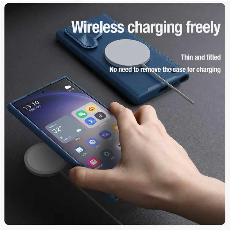 NILLKIN CamShield Prop For Samsung Galaxy S24 Ultra Case with Sliding Camera Cover Drop Protection - Blue