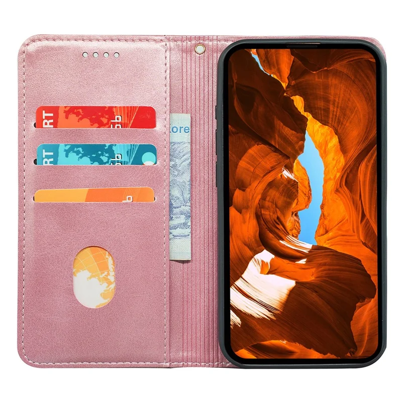 For Samsung Galaxy A55 5G Case Calf Texture PU Leather Shell Slim-Fit Mobile Phone Cover - Rose Gold