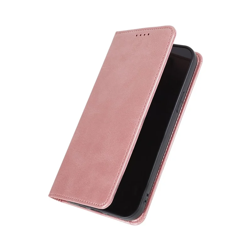 For Samsung Galaxy A55 5G Case Calf Texture PU Leather Shell Slim-Fit Mobile Phone Cover - Rose Gold