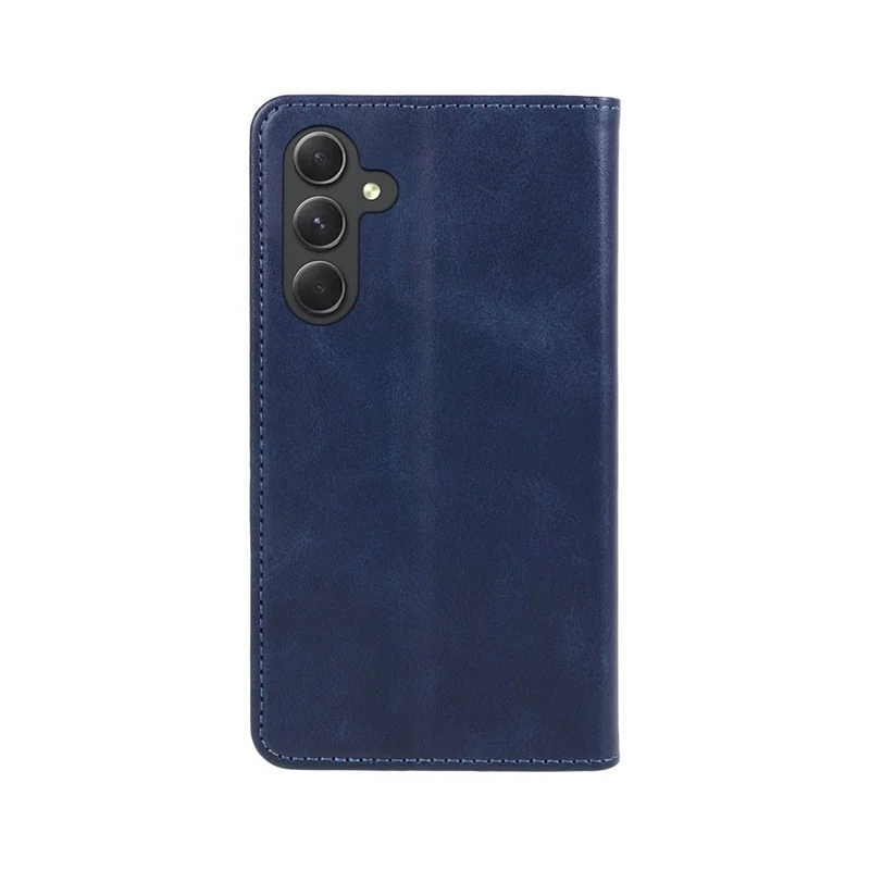 For Samsung Galaxy A55 5G Case Kalvlæder PU-læder Shell Slank mobiltelefonbeskyttelsesdæksel - Blå