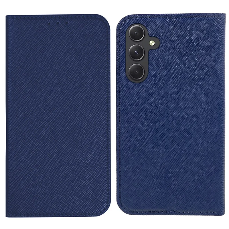 For Samsung Galaxy A55 5G Magnetic Auto Closing Phone Cover Case Wallet with Stand - Dark Blue