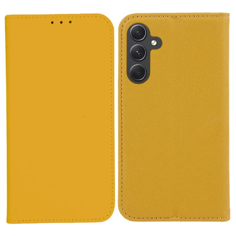For Samsung Galaxy A55 5G Magnetic Auto Closing Phone Cover Case Wallet with Stand - Yellow