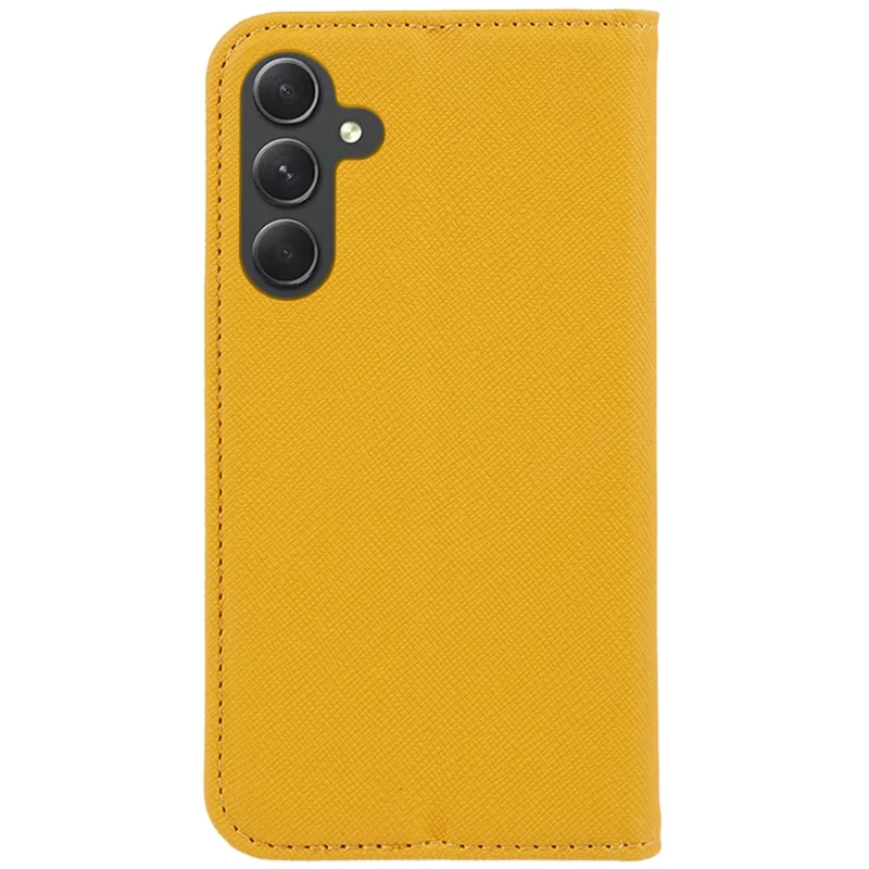 For Samsung Galaxy A55 5G Magnetic Auto Closing Phone Cover Case Wallet with Stand - Yellow