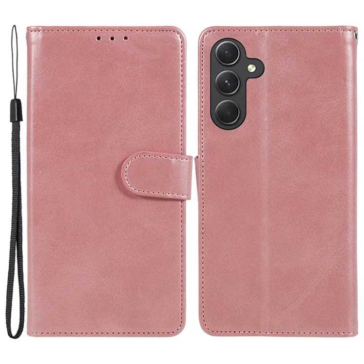 Para Samsung Galaxy A55 5G Case Calf Texture PU Leather Wallet Cell Phone Cover - Rose Gold