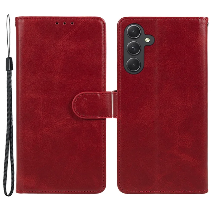 For Samsung Galaxy A55 5G Case Calf Texture PU Leather Wallet Cell Phone Cover - Red
