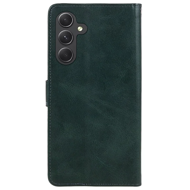 For Samsung Galaxy A55 5G Case Calf Texture PU Leather Wallet Cell Phone Cover - Midnight Green