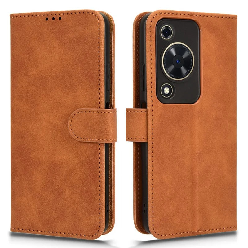 For Huawei Enjoy 70 4G / nova Y72 4G Soft-Touch Flip Leather Cover Stand Protective Phone Case - Brown