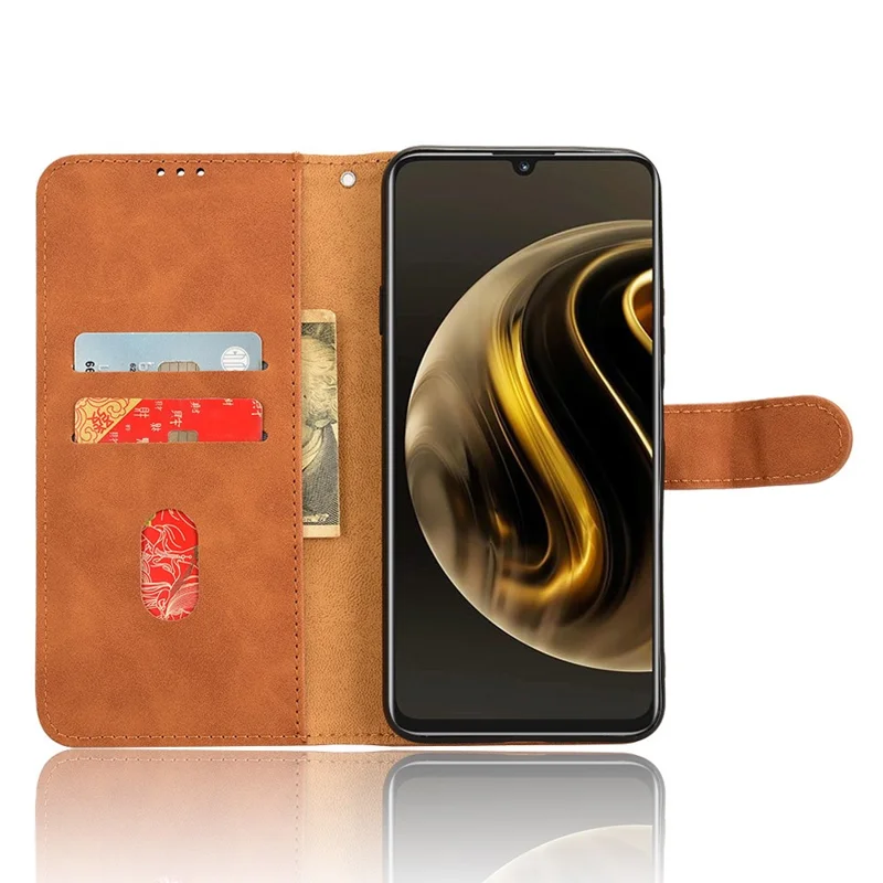 For Huawei Enjoy 70 4G / nova Y72 4G Soft-Touch Flip Leather Cover Stand Protective Phone Case - Brown