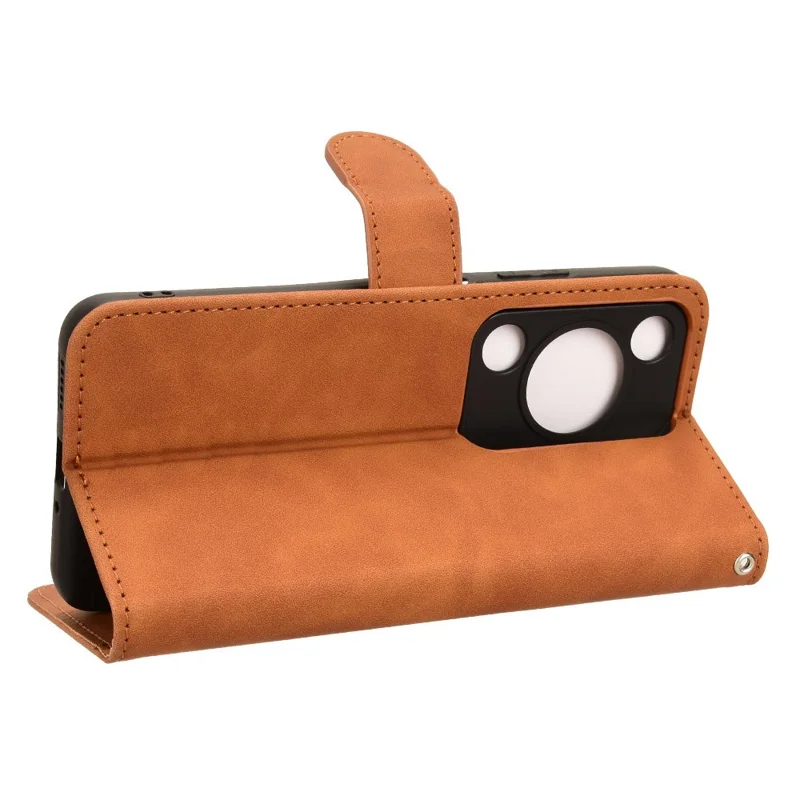 For Huawei Enjoy 70 4G / nova Y72 4G Soft-Touch Flip Leather Cover Stand Protective Phone Case - Brown