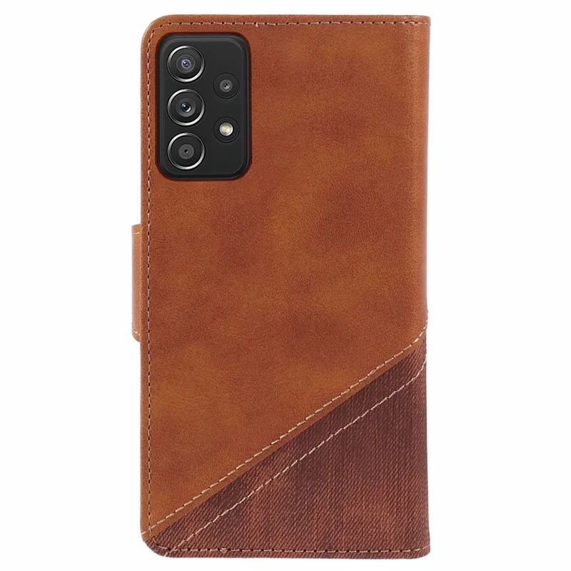 For Samsung Galaxy A52 5G / A52s 5G / A52 4G TPU + PU Leather Cover Splicing Style Phone Case Wallet - Brown