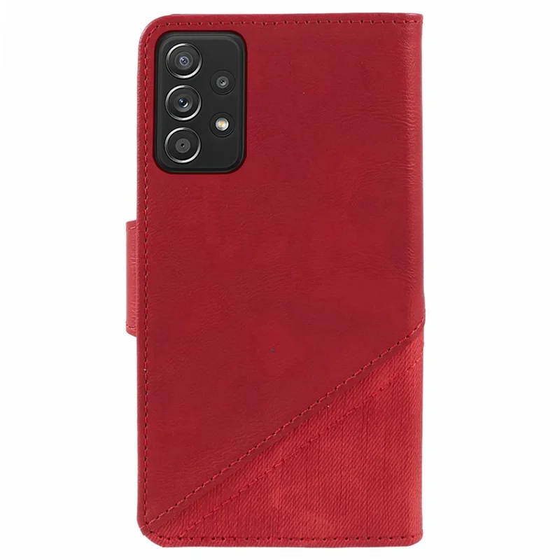 For Samsung Galaxy A52 5G / A52s 5G / A52 4G TPU + PU Leather Cover Splicing Style Phone Case Wallet - Red