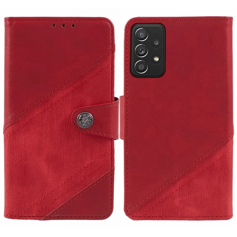 For Samsung Galaxy A53 5G Wallet Phone Case Splicing PU Leather Phone Cover Shell - Red