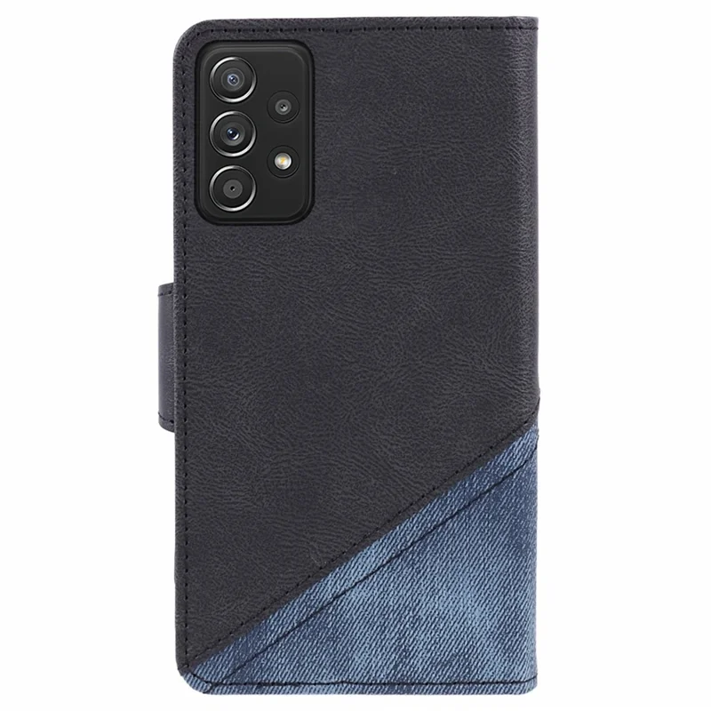 Phone Case for Samsung Galaxy A73 5G Wallet Splicing TPU + PU Leather Phone Cover - Black