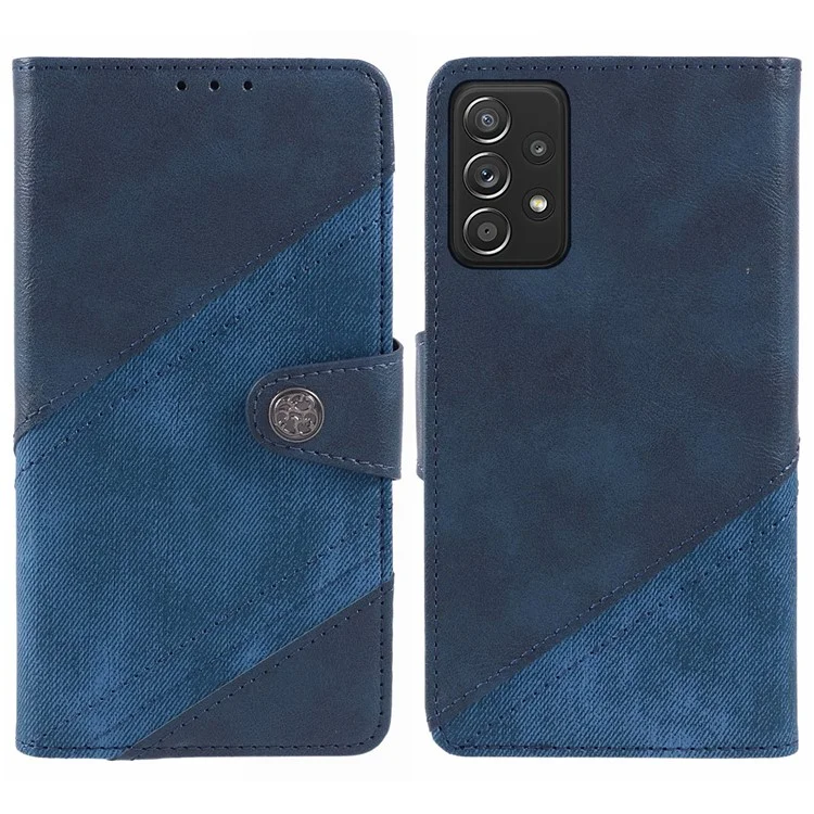 Für Samsung Galaxy A32 5G / M32 5G Hülle Geldbörse Splissingdesign PU-Leder Telefonständer Cover - Dunkelblau