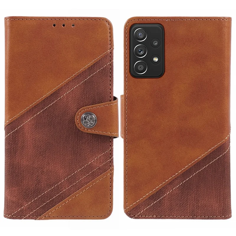 For Samsung Galaxy A72 5G / 4G Mobile Case Wallet Splicing PU Leather Cell Phone Stand Cover - Brown