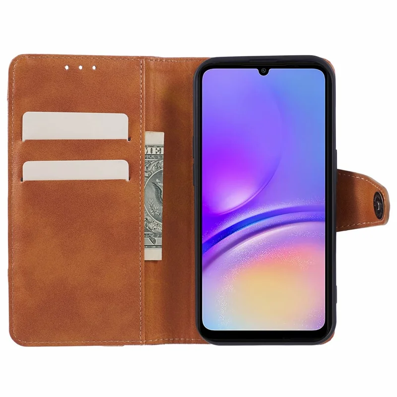 For Samsung Galaxy A72 5G / 4G Mobile Case Wallet Splicing PU Leather Cell Phone Stand Cover - Brown