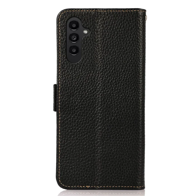 KHAZNEH For Samsung Galaxy A55 5G Case Wallet with RFID Blocking Genuine Cow Leather Cover - Black