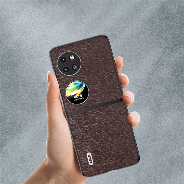 ABEEL Für Huawei Pocket 2 Echtes Rindsleder Klassisches Schutzhülle  - Kaffee