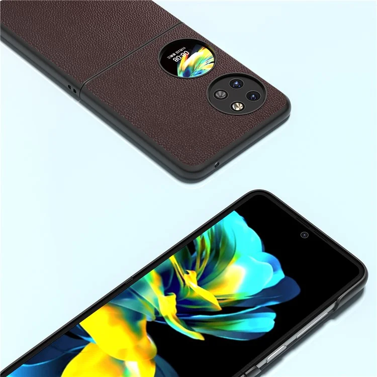 ABEEL Für Huawei Pocket 2 Echtes Rindsleder Klassisches Schutzhülle  - Kaffee