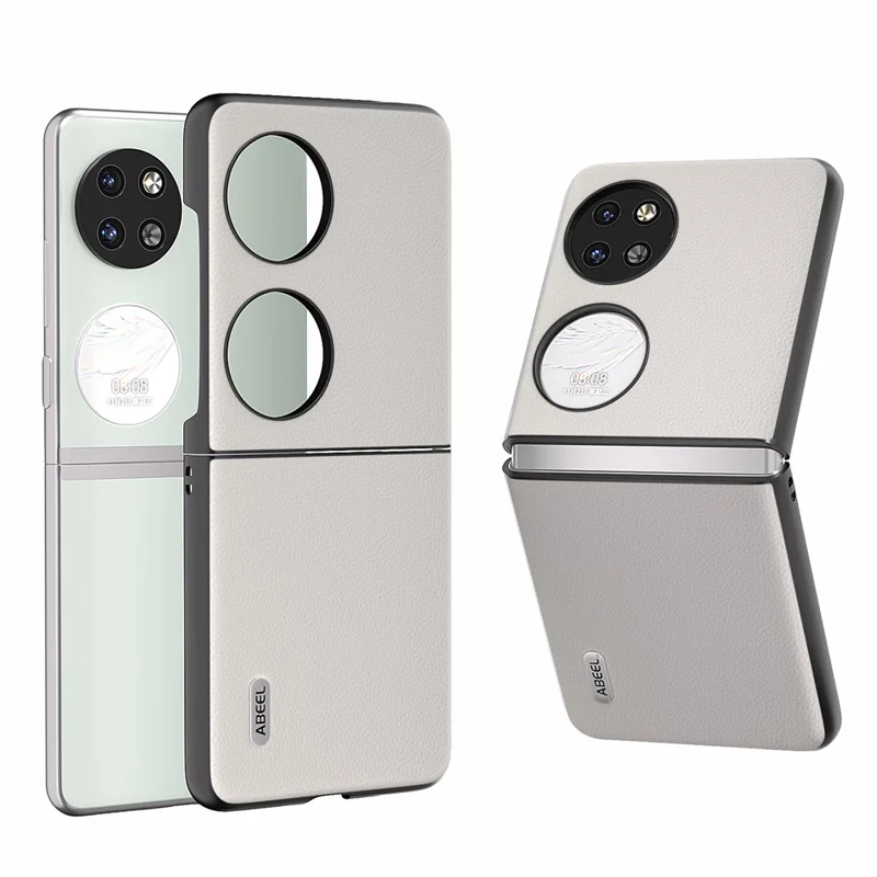 ABEEL For Huawei Pocket 2 Genuine Cow Leather Classy Phone Protective Case  - White