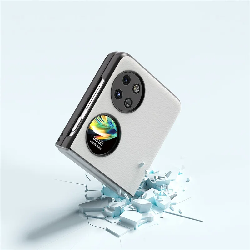 ABEEL For Huawei Pocket 2 Genuine Cow Leather Classy Phone Protective Case  - White