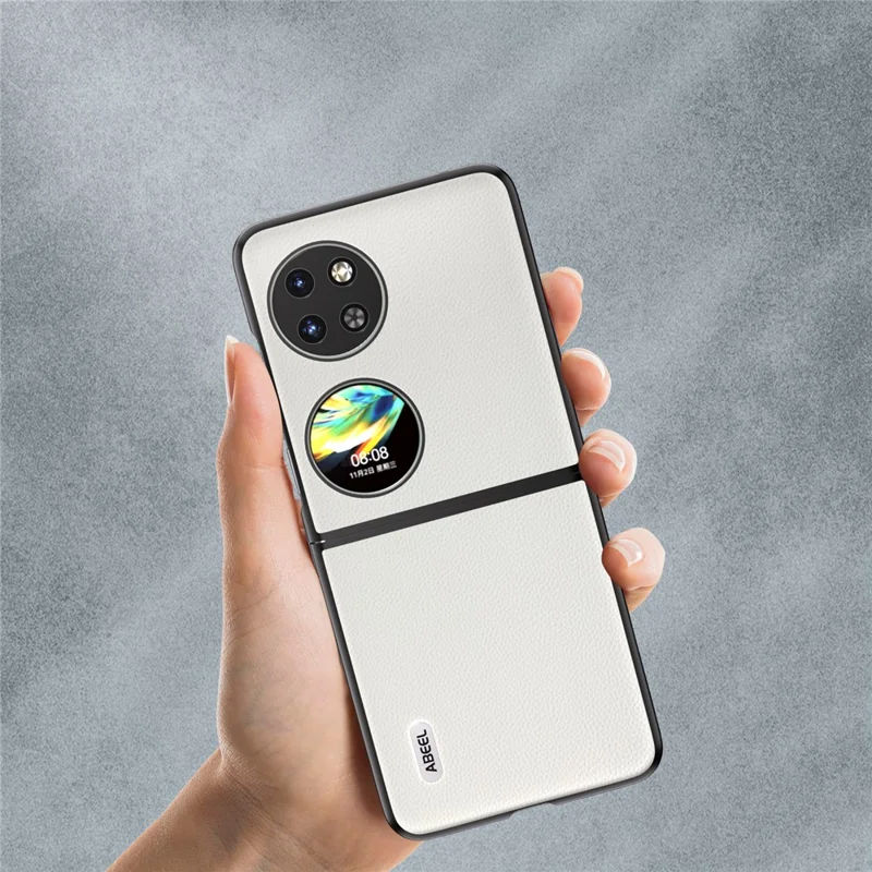 ABEEL For Huawei Pocket 2 Genuine Cow Leather Classy Phone Protective Case  - White