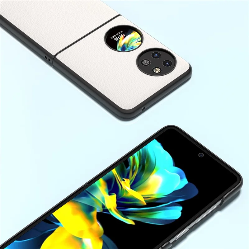 ABEEL For Huawei Pocket 2 Genuine Cow Leather Classy Phone Protective Case  - White