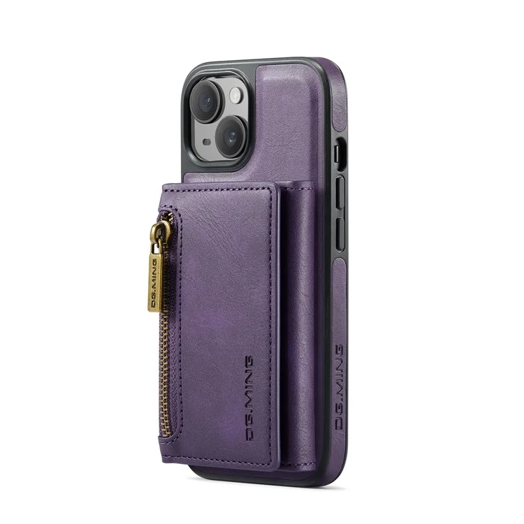 DG.MING M5 Series For iPhone 13 6.1 inch Magnetic Phone Case Detachable Kickstand Cover - Purple