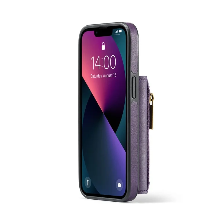DG.MING M5 Series For iPhone 13 6.1 inch Magnetic Phone Case Detachable Kickstand Cover - Purple