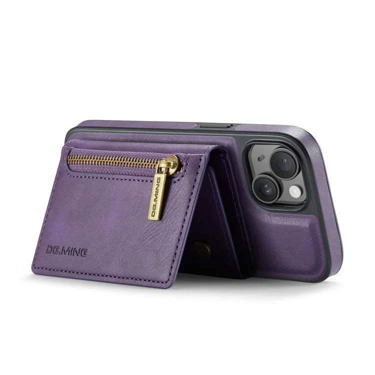 DG.MING M5 Series For iPhone 13 6.1 inch Magnetic Phone Case Detachable Kickstand Cover - Purple