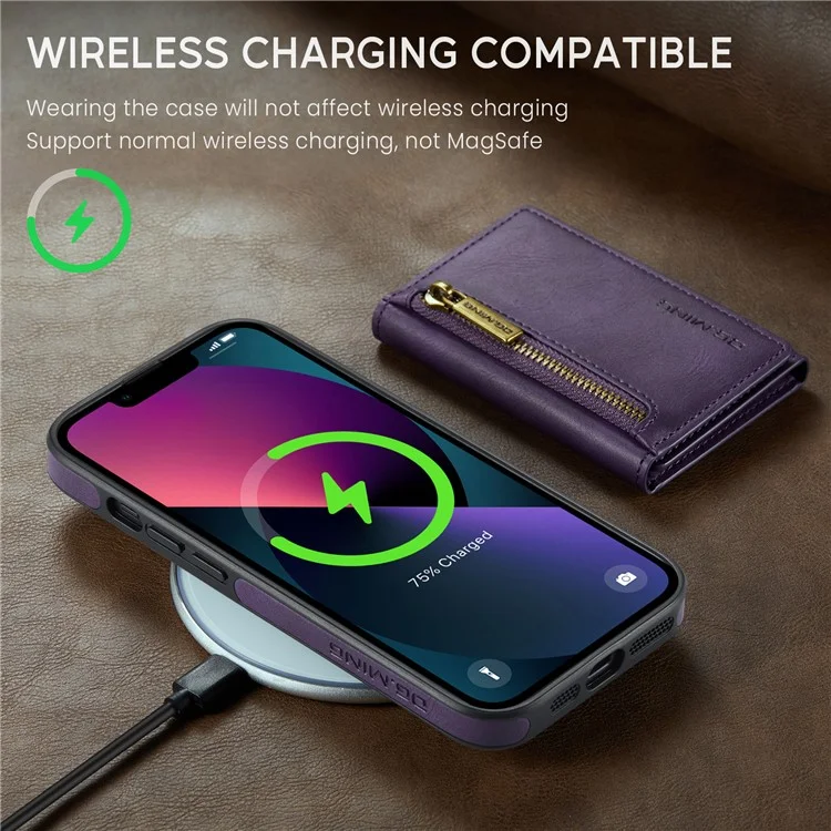 DG.MING M5 Series For iPhone 13 6.1 inch Magnetic Phone Case Detachable Kickstand Cover - Purple