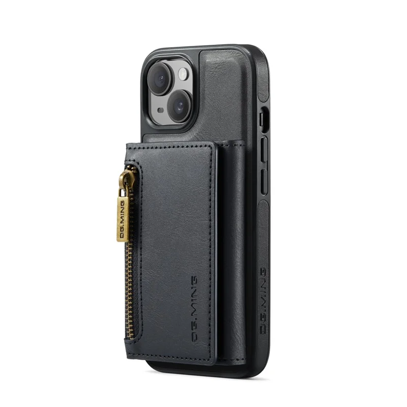 DG.MING M5 Series For iPhone 13 6.1 inch Magnetic Phone Case Detachable Kickstand Cover - Black