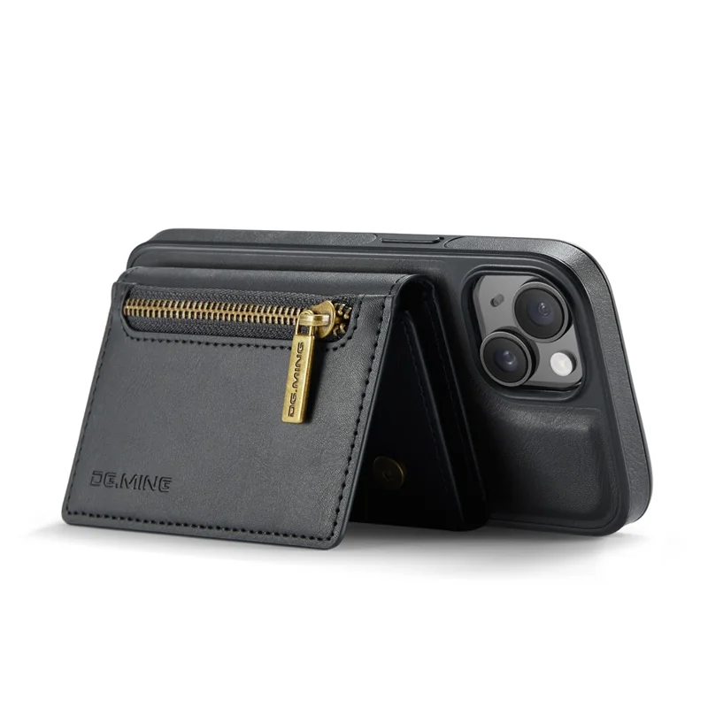 DG.MING M5 Series For iPhone 13 6.1 inch Magnetic Phone Case Detachable Kickstand Cover - Black