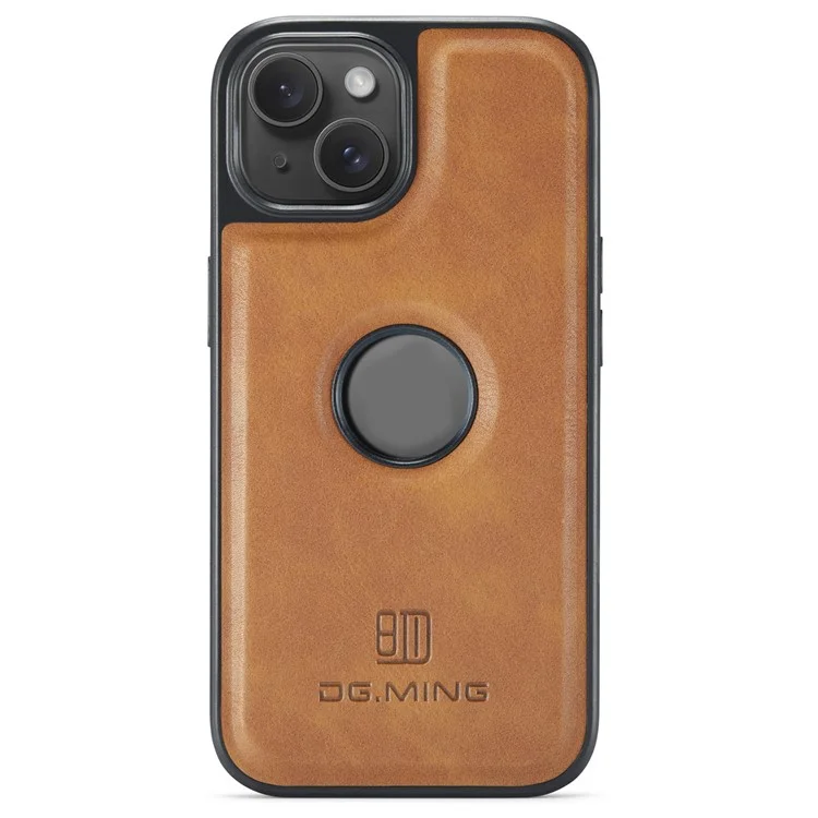 DG.MING Para iPhone 14 Case Resistente a los arañazos Revestimiento de piel completo en los lados Carcasa de teléfono - Marrón