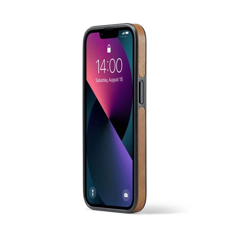 DG.MING Para iPhone 14 Case Resistente a los arañazos Revestimiento de piel completo en los lados Carcasa de teléfono - Marrón