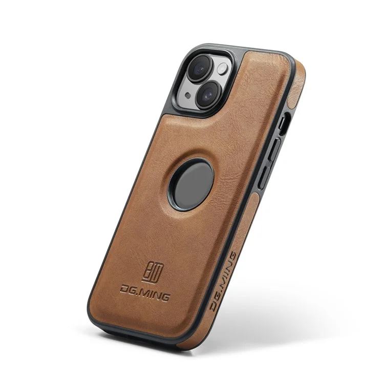 DG.MING Para iPhone 14 Case Resistente a los arañazos Revestimiento de piel completo en los lados Carcasa de teléfono - Marrón