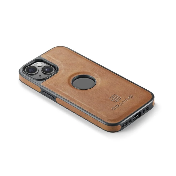 DG.MING Para iPhone 14 Case Resistente a los arañazos Revestimiento de piel completo en los lados Carcasa de teléfono - Marrón