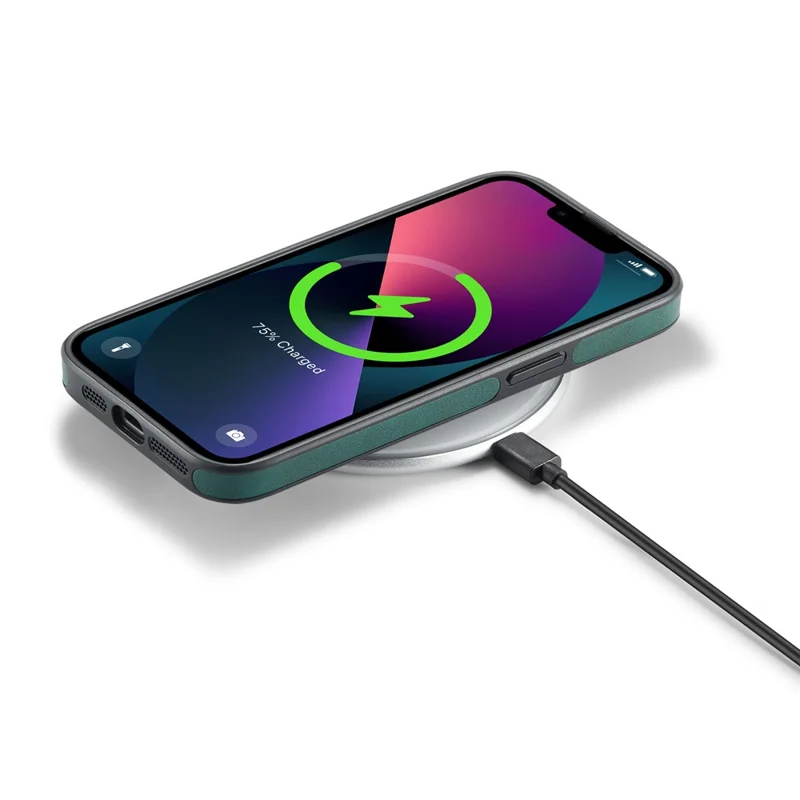 DG.MING Für iPhone 14 Hülle Kratzfeste Volllederbeschichtung Handyhülle - Grün